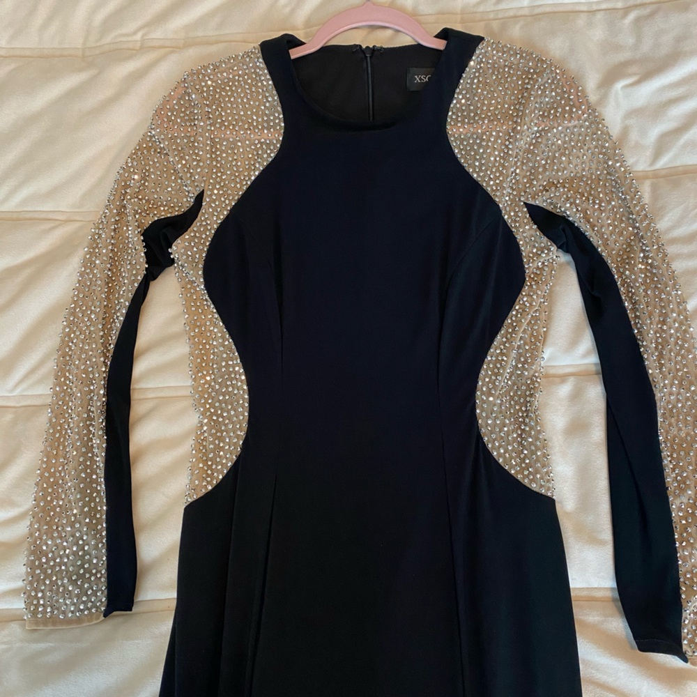 Elegant Black Dress with Silver Accents